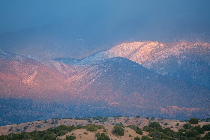 Distant Snowstorm at Sunset